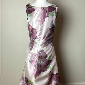 Kay Unger Women's Floral Pink Sage Sleeveless High Low Gown Size 8